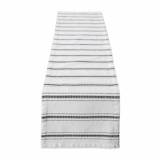 Design Imports Black Zig Dobby Stripe Table Runner