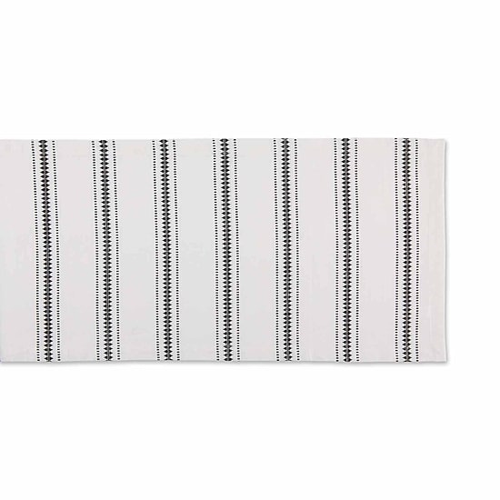 Design Imports Black Zig Dobby Stripe Table Runner