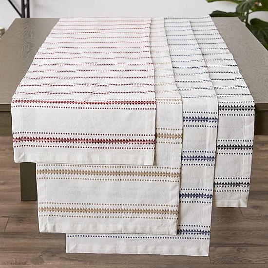 Design Imports Black Zig Dobby Stripe Table Runner