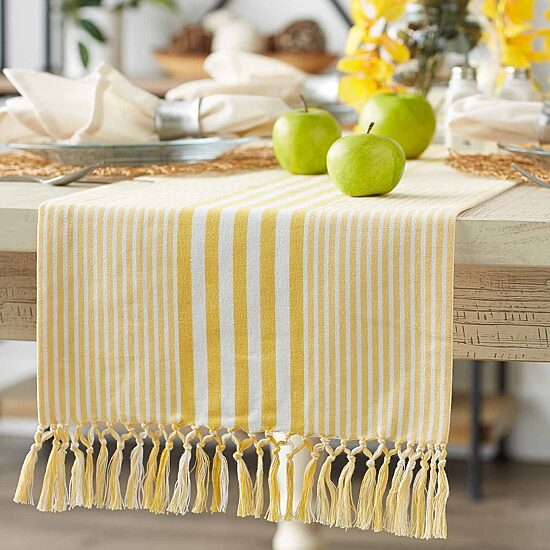 Design Imports Deep Yellow Stripes Table Runner