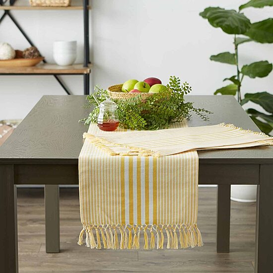 Design Imports Deep Yellow Stripes Table Runner
