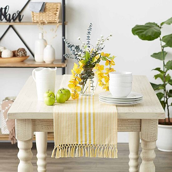 Design Imports Deep Yellow Stripes Table Runner
