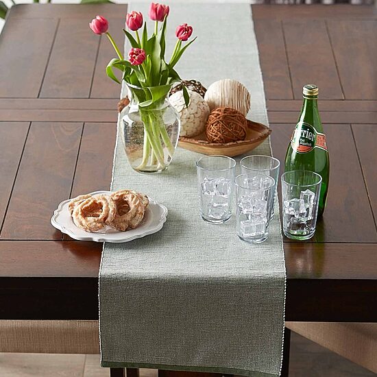 Design Imports Artichoke Eco-Friendly Chambray Fine Ribbed Table Runner