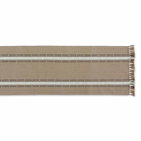 Design Imports Dobby Striped Fringe Ribbed Table Runners
