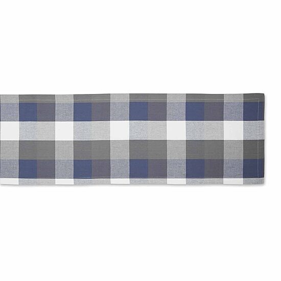 Design Imports French Blue Tri Color Check Table Runner