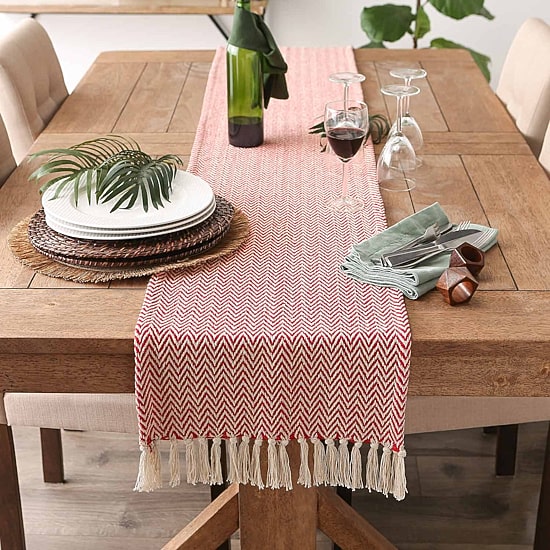 Design Imports Tango Red Chevron Table Runner