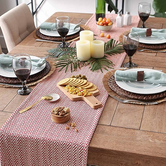 Design Imports Tango Red Chevron Table Runner