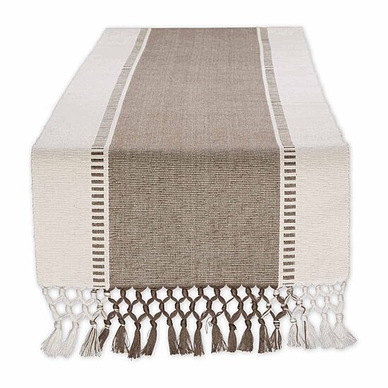 Design Imports Black Dobby Stripe Ribbed Table Runner