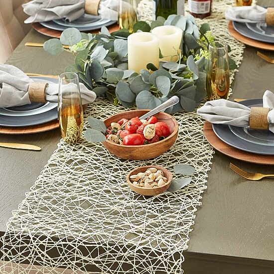 Design Imports Off-White Woven Paper Table Runner