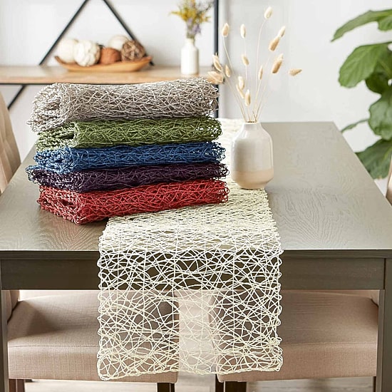 Design Imports Off-White Woven Paper Table Runner