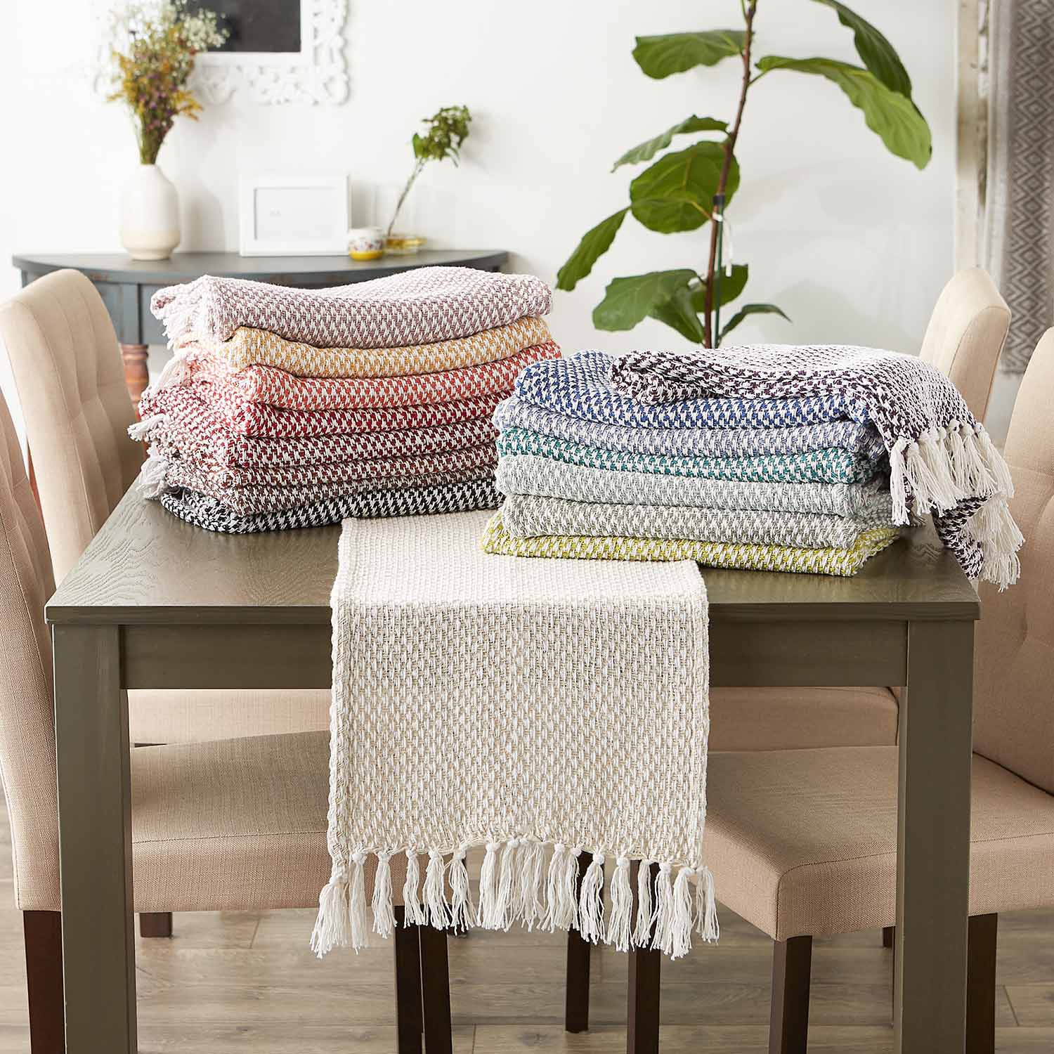 Design Imports Black Woven Table Runner