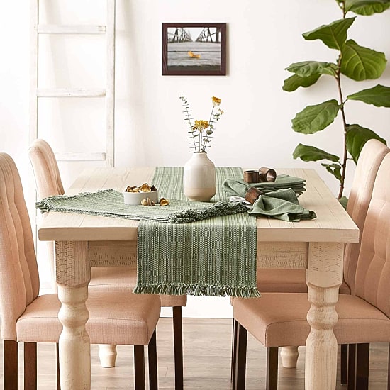 Design Imports Artichoke Variegated Fringe Table Runner