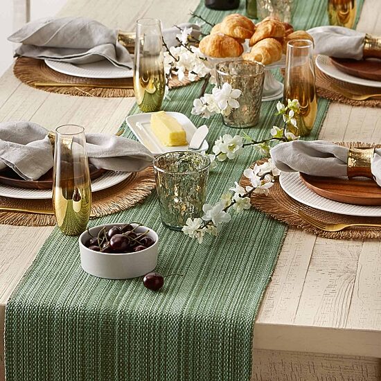 Design Imports Artichoke Variegated Fringe Table Runner