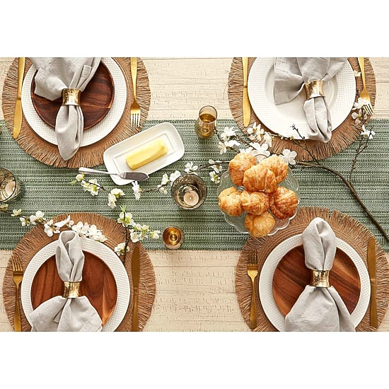 Design Imports Artichoke Variegated Fringe Table Runner