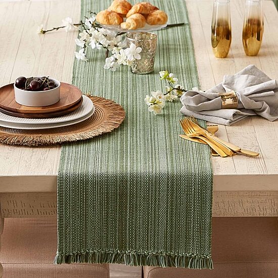 Design Imports Artichoke Variegated Fringe Table Runner