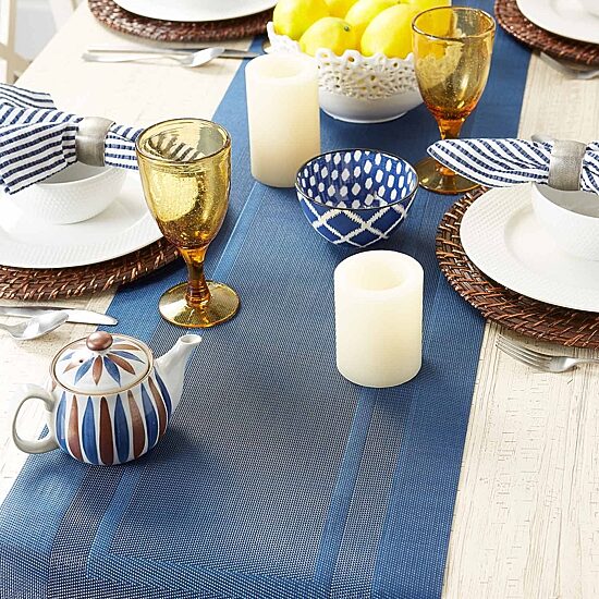 Design Imports Nautical Blue Pvc Doubleframe Table Runner