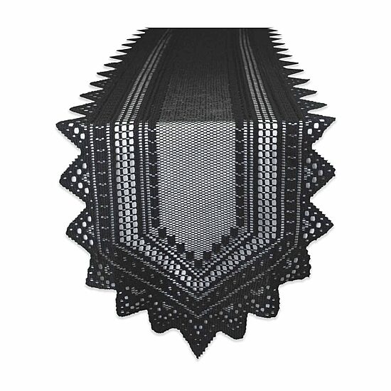 Design Imports Black Nordic Lace Table Runner