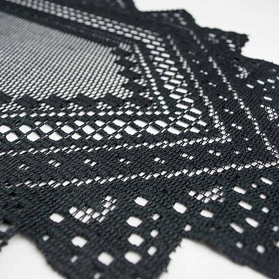 Design Imports Black Nordic Lace Table Runner
