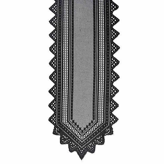Design Imports Black Nordic Lace Table Runner