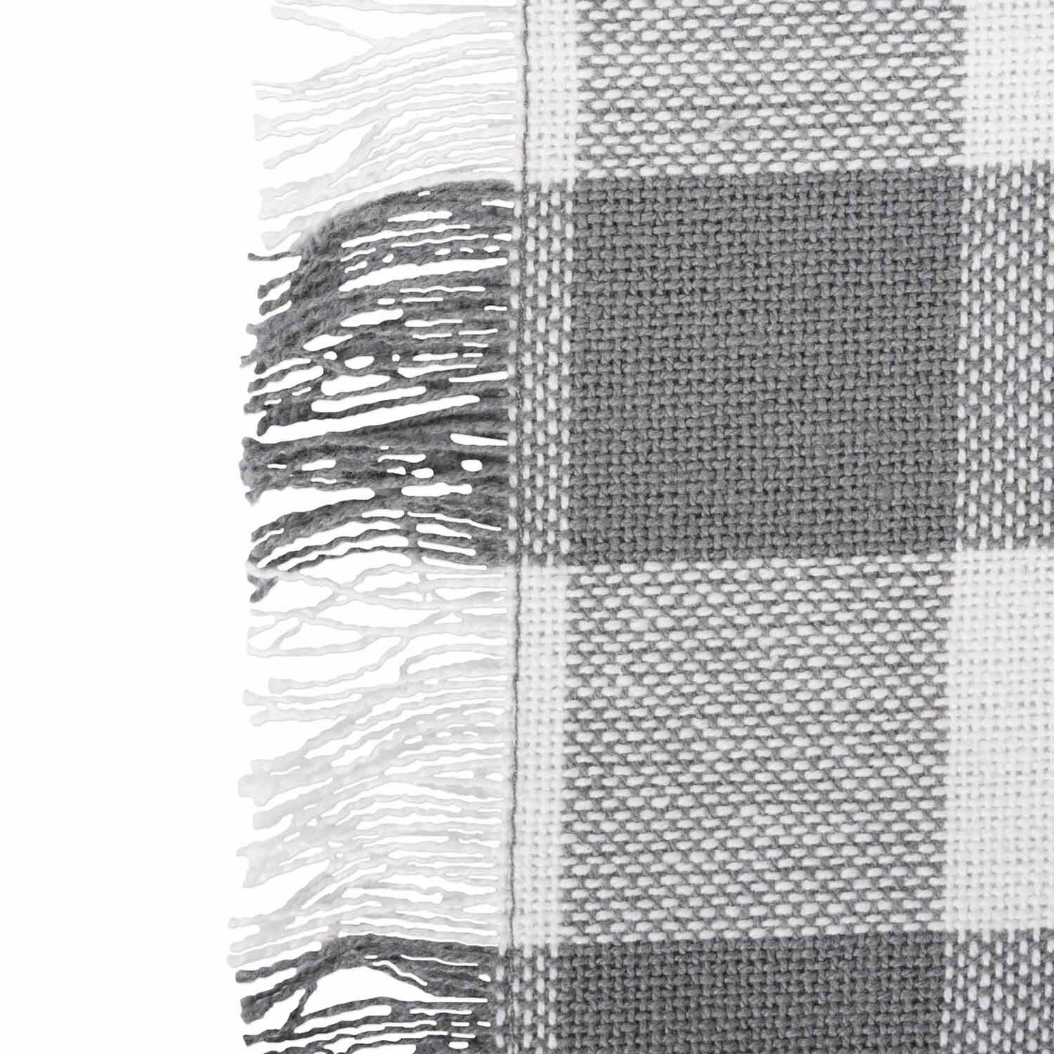 Design Imports Gray Heavyweight Check Fringed Table Runner