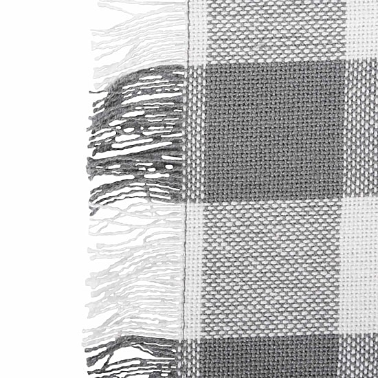 Design Imports Gray Heavyweight Check Fringed Table Runner