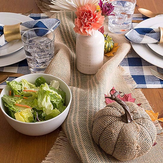 Design Imports Mineral Middle Stripe Burlap Table Runner