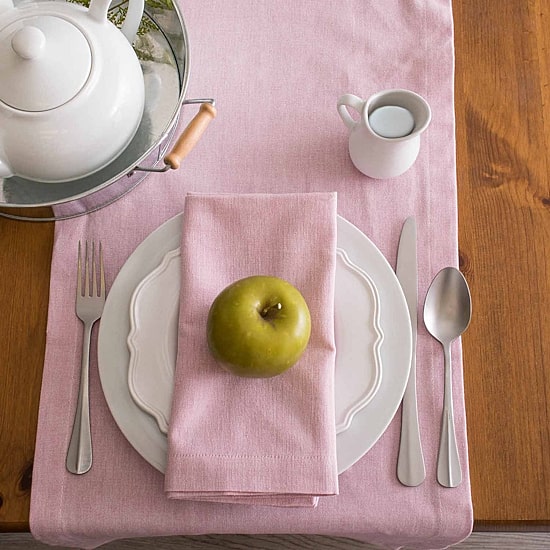 Design Imports Rose Solid Chambray Table Runner