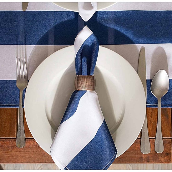 Design Imports Nautical Blue Cabana Stripe Outdoor Table Runner