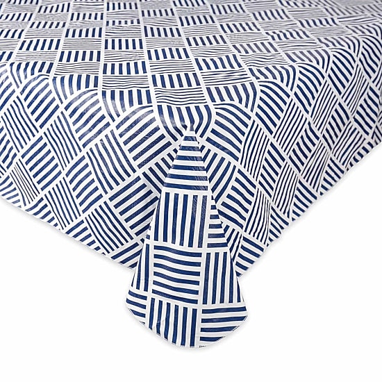 Design Imports Navy Grid Vinyl Tablecloth