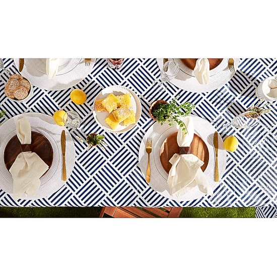 Design Imports Navy Grid Vinyl Tablecloth