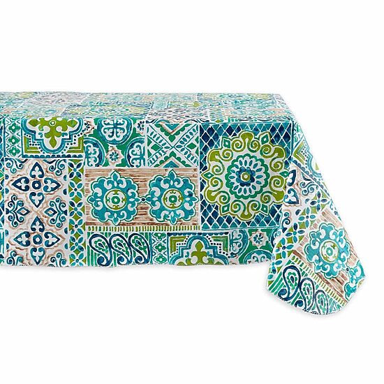 Design Imports Spanish Tile Vinyl Tablecloths
