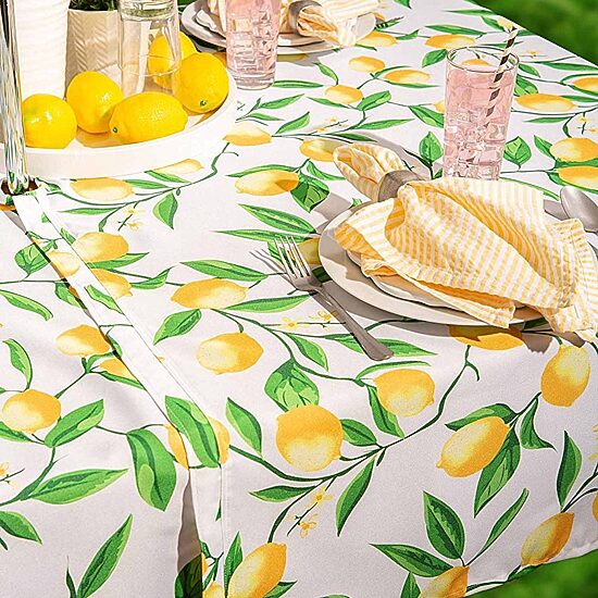 Design Imports Lemon Bliss Print Outdoor  With Zipper Tablecloth