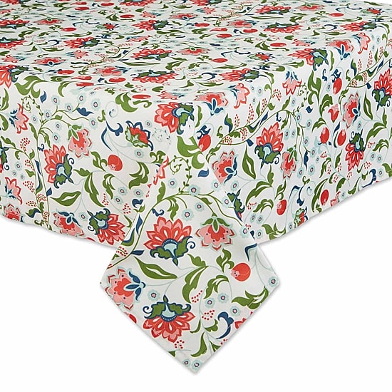 Design Imports Garden Floral Print Outdoor  With Zipper Tablecloth