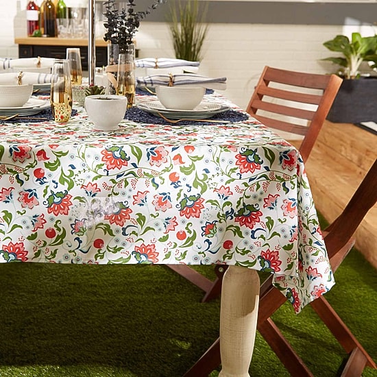 Design Imports Garden Floral Print Outdoor  With Zipper Tablecloth