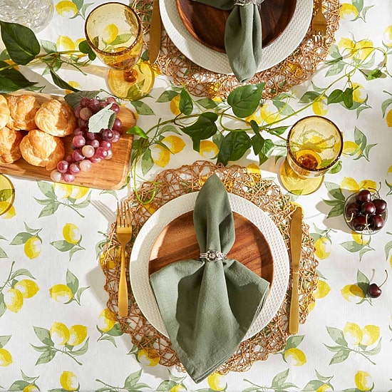 Design Imports Summer Lemons Vinyl Tablecloth
