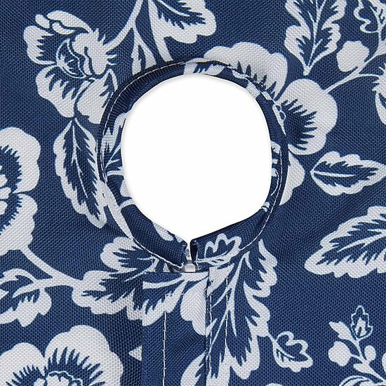 Design Imports Nautical Blue Floral Print Outdoor  With Zipper Tablecloth