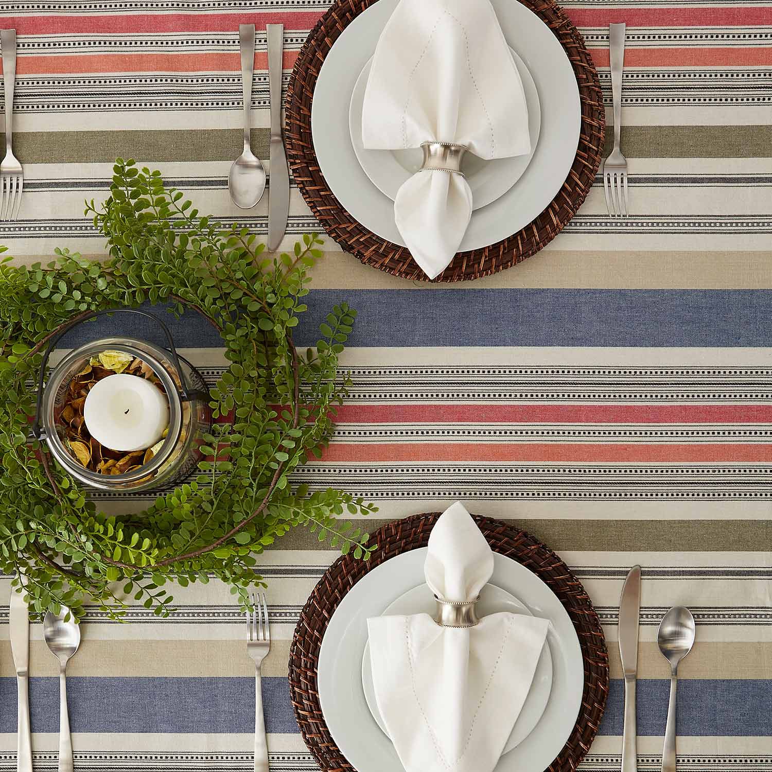 Design Imports Warm Stripe Tablecloth