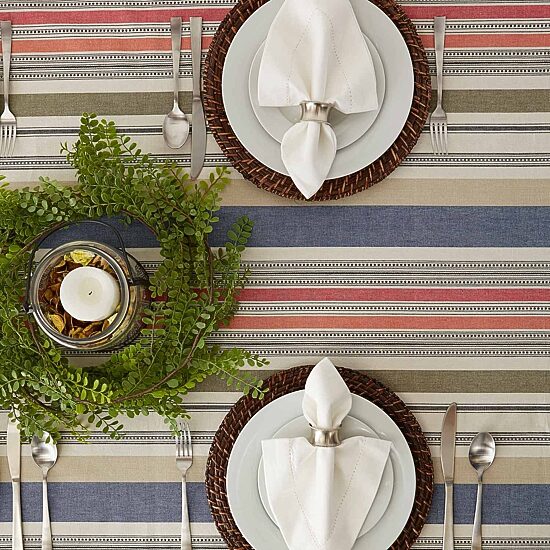 Design Imports Warm Stripe Tablecloth