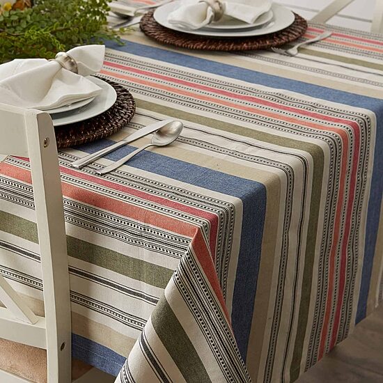Design Imports Warm Stripe Tablecloth