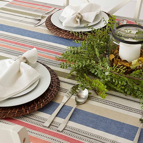 Design Imports Warm Stripe Tablecloth