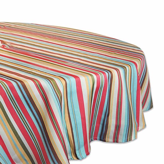 Design Imports Summer Stripe Outdoor  With Zipper Tablecloth