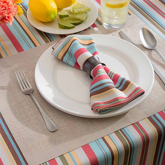 Design Imports Summer Stripe Outdoor Tablecloth