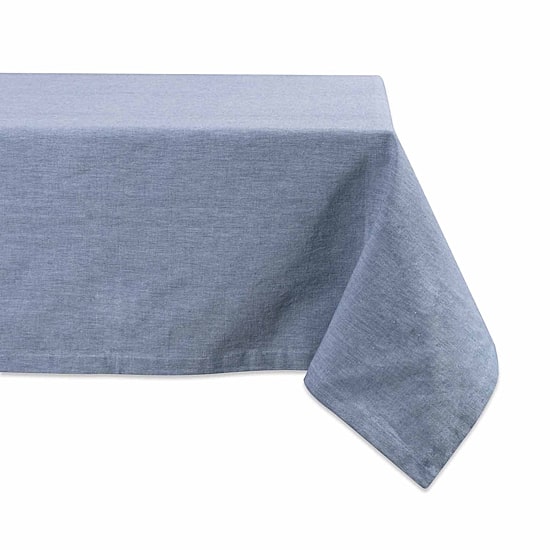 Design Imports Blue Solid Chambray Tablecloth