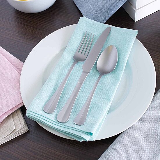 Design Imports Blue Solid Chambray Tablecloth