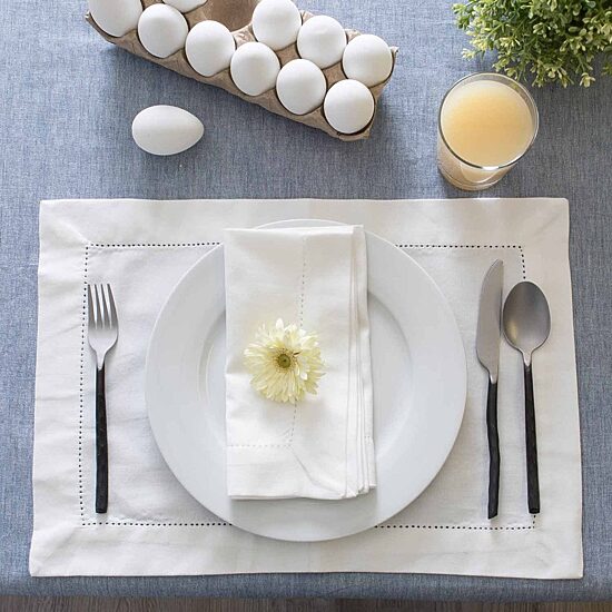 Design Imports Blue Solid Chambray Tablecloth