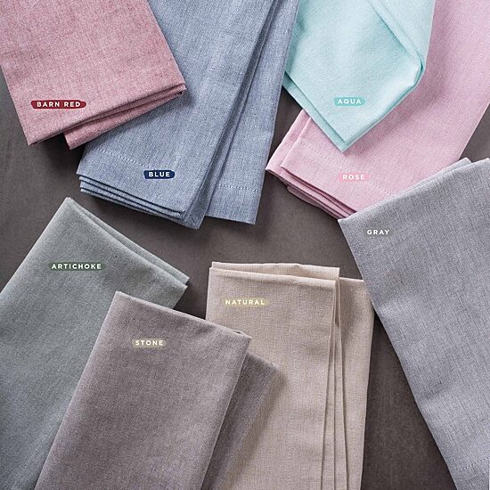 Design Imports Natural Solid Chambray Tablecloth