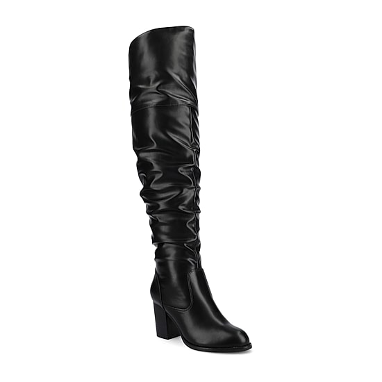 Journee Collection Womens Kaison Stacked Heel Over the Knee Boots