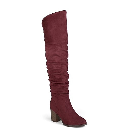 Journee Collection Womens Kaison Wide Calf Stacked Heel Over the Knee Boots