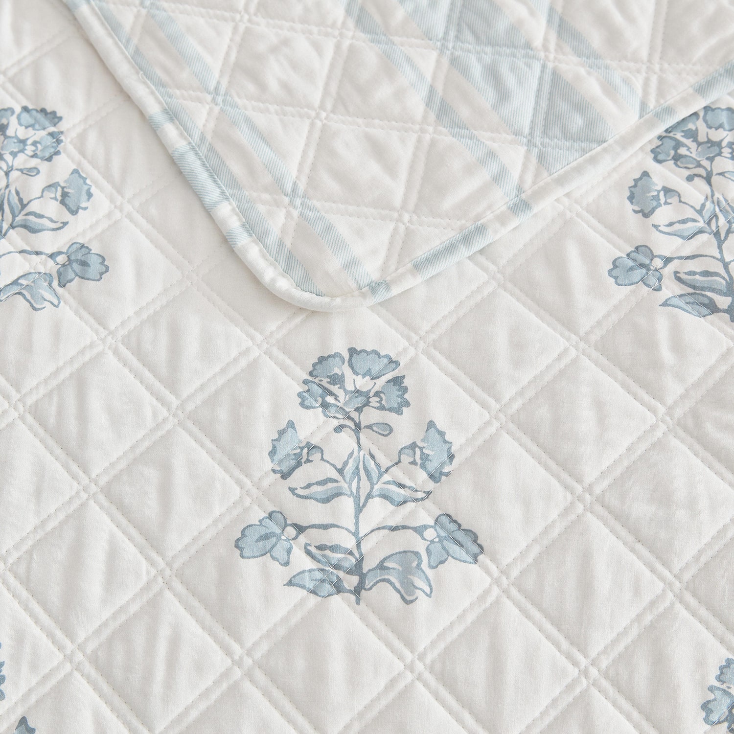 Martha Stewart Flower Block Print Easy Care Quilt Set