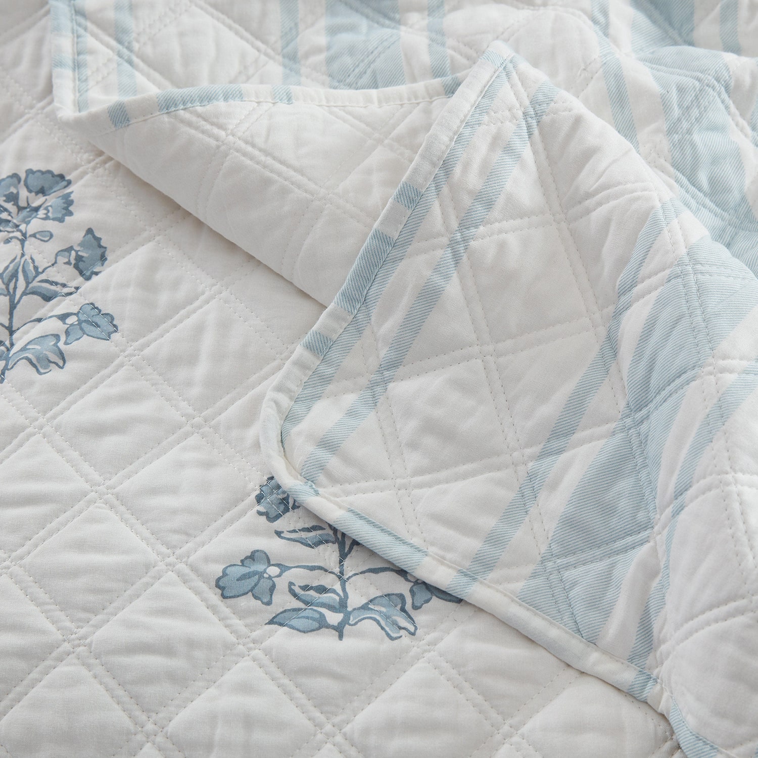 Martha Stewart Flower Block Print Easy Care Quilt Set